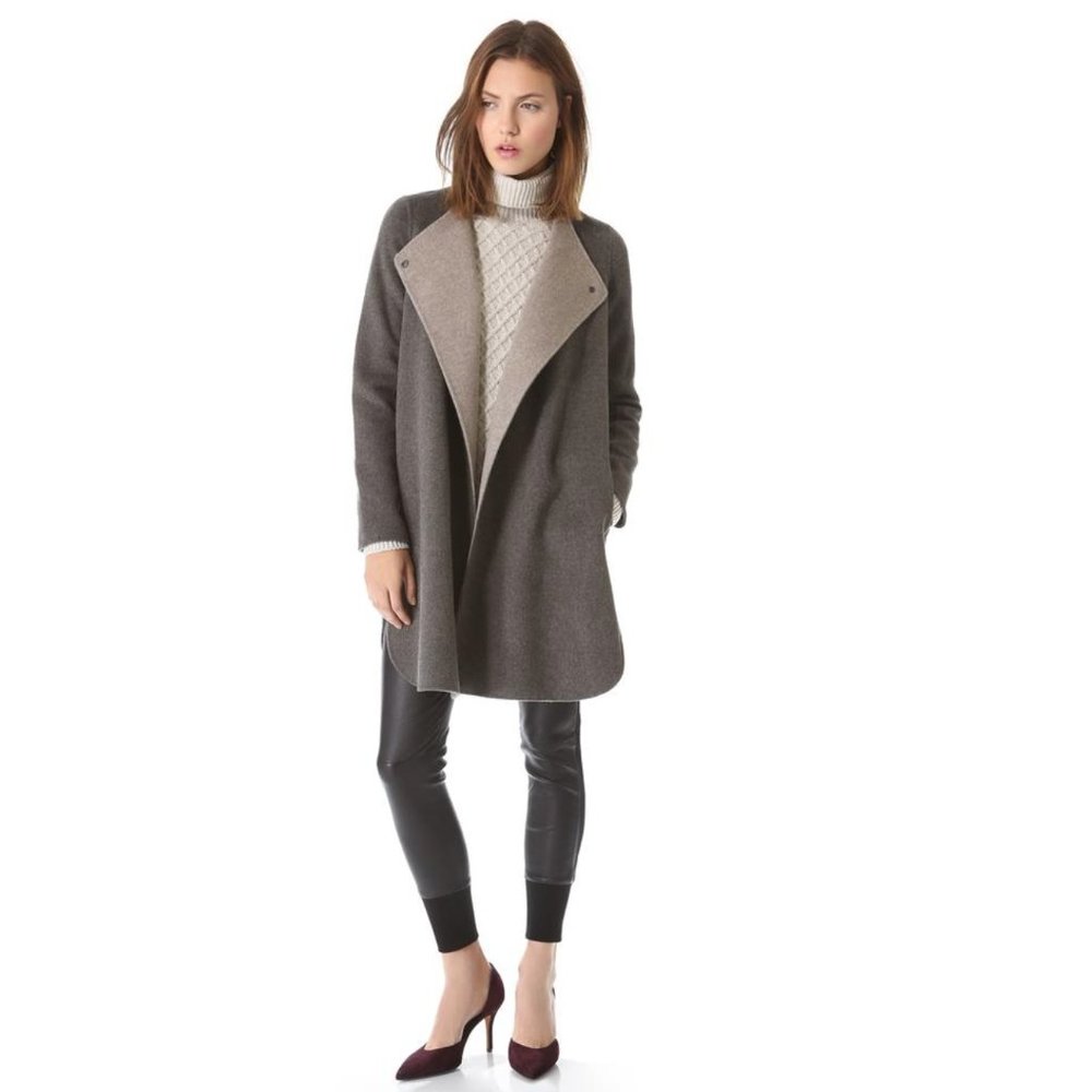 Vince | Two Tone Gray Asymmetrical Wool Coat